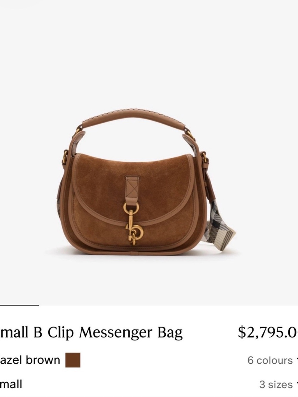 Burberry Brown Suede Crossbody Shoulder Bag with Signature Strap